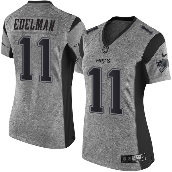 Women's Limited Julian Edelman Nike Jersey Gray - #11 Gridiron NFL New England Patriots